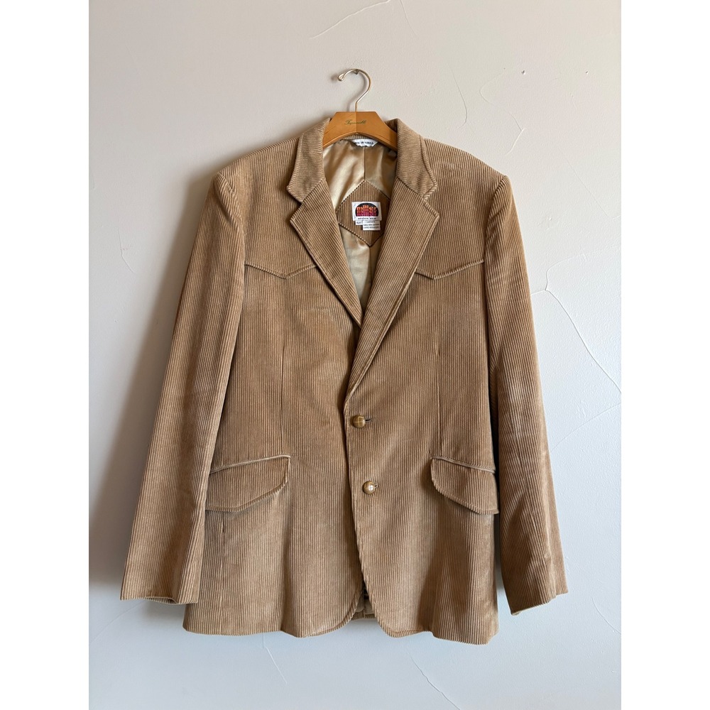 Miller‎ Western Wear 42T Tan Corduroy Blazer Sport Coat Elbow Patches Vintage